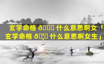 玄学命格 🐅 什么意思啊女「玄学命格 🦁 什么意思啊女生」